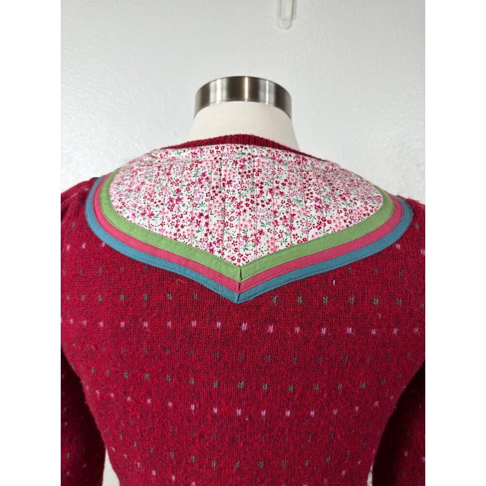 Moth Anthropologie Wool Blend Floral Yoke Cardigan Size Medium - Picture 15 of 16